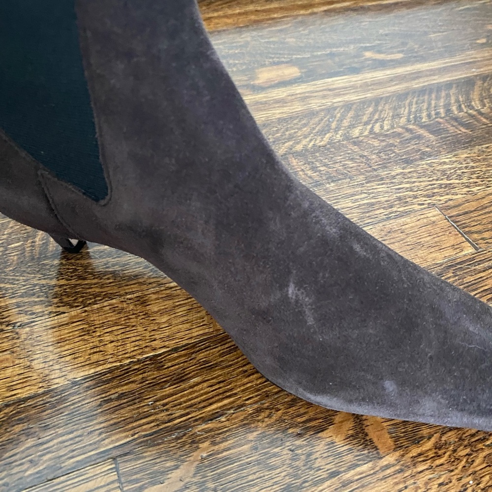 Suede Kitten Heel Ankle Boots - Dark Brown - Picture 5 of 10